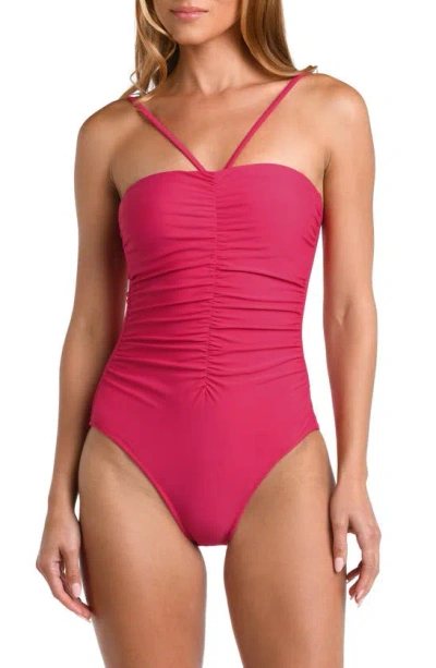 L Agence Aubrey Ruched One-piece Swimsuit In Berry