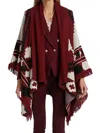L Agence Austin Jacquard Cape In Dark Red Ivory Black In Red