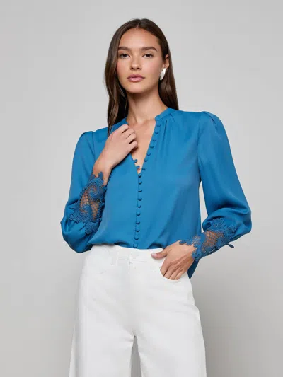 L Agence Ava Blouse In Blue