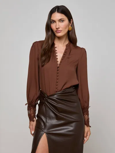 L Agence Ava Blouse In Brown