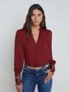 L Agence Ava Blouse In Syrah