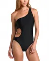 L Agence Ava Cutout Chain One-shoulder One-piece Swimsuit In Black