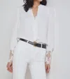 L'agence Ava Pleated Caps Blouse In White In White
