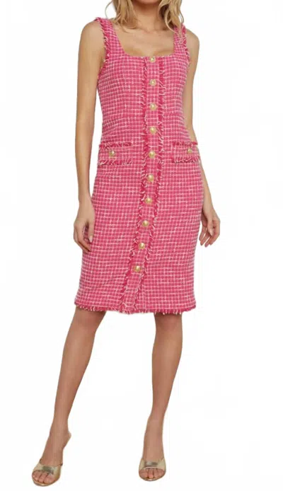 L AGENCE AYA MIDI DRESS IN PINK/IVORY