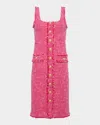 L Agence Aya Tweed Midi Dress In Pinkivory