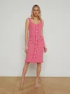 L Agence Aya Tweed Midi Dress In Pink/ivory