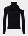 L'agence Azia Cutout Long Sleeve Turtleneck Top In Black