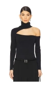 L'agence Azia Cutout Long Sleeve Turtleneck Top In Black
