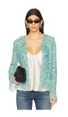 L Agence Azure Fringe Cardigan In Jade Multi In 混玉色