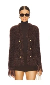 L Agence Azure Cardigan Blazer In Brown