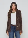 L Agence Azure Cardigan Blazer In Chocolate Ganache