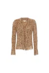 L Agence Azure Fuzzy Cardigan Blazer In Tan Multi