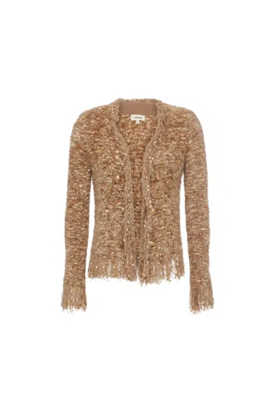L Agence Azure Fuzzy Cardigan Blazer In 混褐色