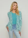 L Agence Azure Fringe Cardigan Blazer In Jade Multi