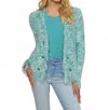 L Agence Azure Fringe Cardigan In Jade Multi In Green