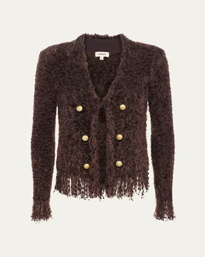 L AGENCE AZURE FUZZY CARDIGAN BLAZER