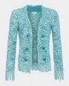 L Agence Azure Fringe Cardigan In Jade Multi In Jade Multi