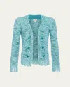 L Agence Azure Fringe Cardigan In Jade Multi In Jade Multi