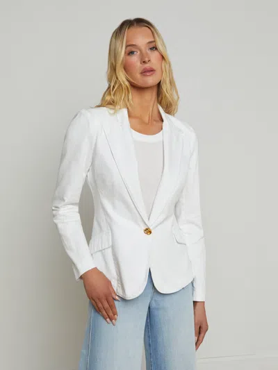 L Agence Baldwin Denim Blazer In Blanc