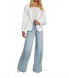 L Agence Baldwin Long Sleeve Denim Blazer In White In White