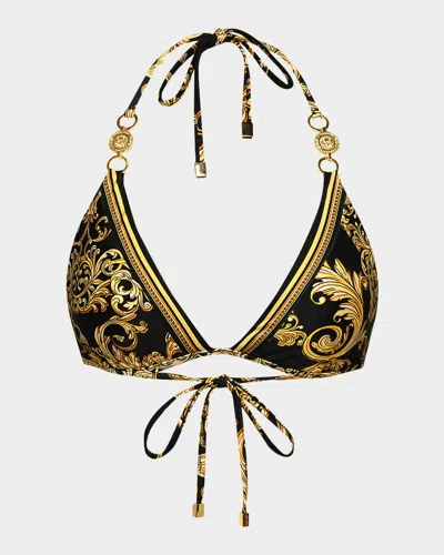 L Agence Baroque Annabelle Triangle Bikini Top In Black
