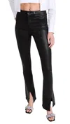 L Agence Beatrix Coated Split Hem Bootcut Jeans In Black
