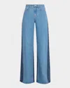 L'agence Beau High-rise Wide-leg Contrast Jeans In Blue