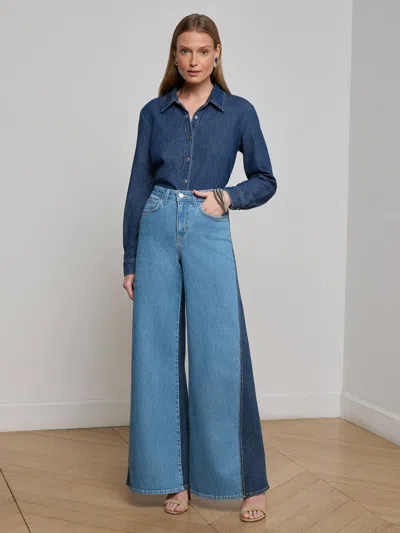 L Agence Beau Wide-leg Jean In Blue