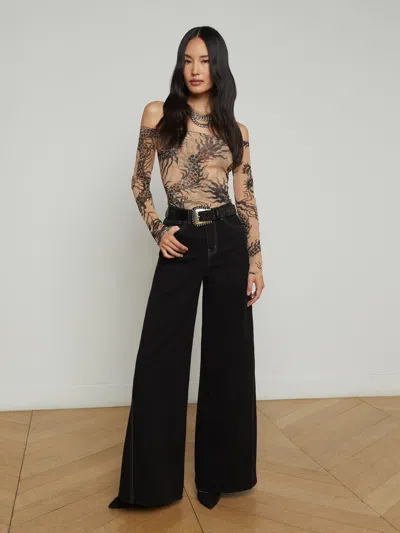 L Agence Beau Wide-leg Jean In Noir/mothergoose Contrast