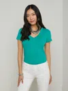 L'agence Becca Cotton V-neck Tee In Bright Jade