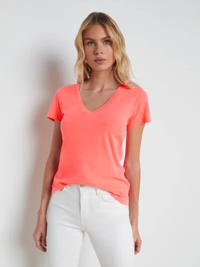 L Agence Becca Cotton V-neck Tee In Orange