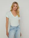 L Agence Becca Cotton V-neck Tee In Pale Jade