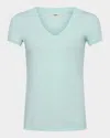 L Agence Becca V-neck Short-sleeve Tee In Neutral