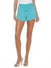 L Agence Beck Raw-hem Denim Short In Bristol Blue Dest In Green