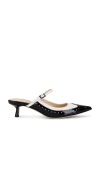 L Agence L'agence Elle Wingtip Pointed Toe Mary Jane Kitten Heel Mule In Black,white