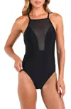 L Agence Belle Shine One-piece Swimsuit In Black In Black