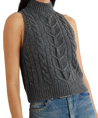 L Agence Bellini Top In Charcoal In Pink