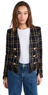L Agence Belmont Fringe Jacket Black Yellow Multi Plaid In Black Yellow Multi Plaid