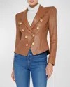 L Agence Bethany Leather Tapered Blazer In Soft Cognac