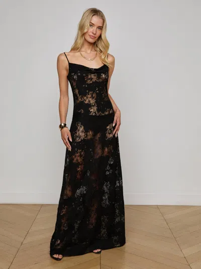 L Agence Bettie Lace Maxi Dress In Black