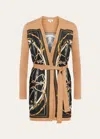 L Agence Beverly Silk Panel Cardigan In Blackcame