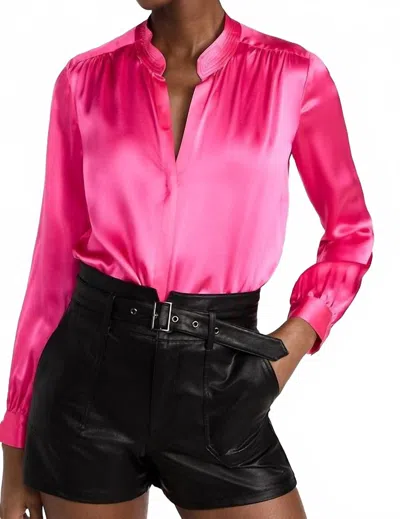 L AGENCE BIANCA BAND COLLAR BLOUSE - PETITE IN PINK GLOW