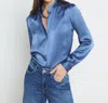 L Agence Bianca Silk Charmeuse Button-down Blouse In Multi