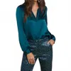 L Agence Bianca Silk Charmeuse Button-down Blouse In Blue