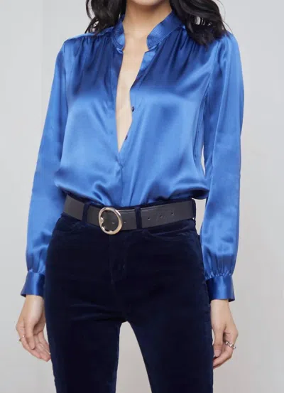 L Agence Bianca Blouse In Nouvean Navy In Blue