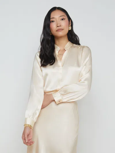 L Agence Bianca Silk Blouse In Pearl