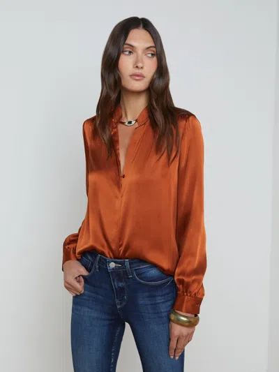 L Agence Bianca Silk Blouse In Rich Ginger