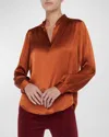 L Agence Bianca Silk Blouse In Rich Ginger