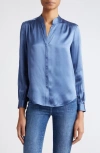 L Agence Bianca Silk Charmeuse Button-down Blouse In Nouvean Navy