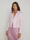 L Agence Biker Leather Jacket In Pale Orchid